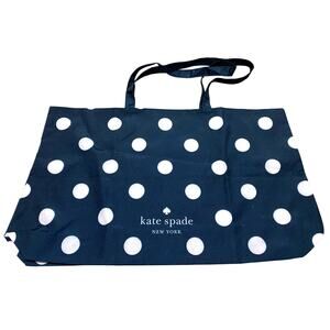 Kate Spade NY Black & White Polka Dot Large Polyester Reusable Foldable Tote